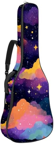 KengjuTesu 43 Zoll Akustikgitarre Softcase mit Rucksackgurt und 2 Taschen Grüne Spinne, Keine Polsterung Rucksack Wasserdicht Oxford Tuch Bassgitarre Gigbag für Konzertgitarre, Mehrfarbig 4