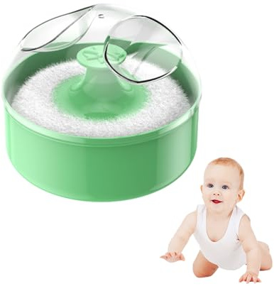 Houppette avec étui – Récipient à poudre avec houppette | Bouffée de poudre douce pour la peau délicate | Distributeur transparent avec design portable | Support de houppette pour maquillage, voyage,