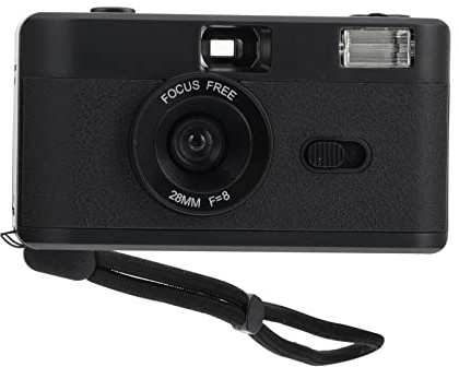 Fotocamera Pellicola Riutilizzabile 35mm in Abs Nera | Flash Integrato, senza Batteria Inclusa, Stile Retrò per Pellicola 35mm
