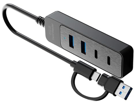 Hub USB de 4 puertos con USB 3.0 USB 2.0 y tipo C para portátiles/PC/móviles | Concentradores USB de transferencia de datos de 5 Gbps para laptop