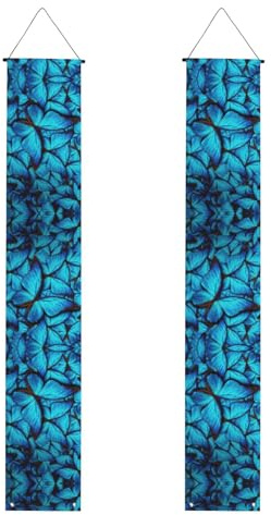 Viele blaue Schmetterlings-Druck-Halloween-Türbanner, Veranda-Banner für Haustür, Innen- und Außendekoration