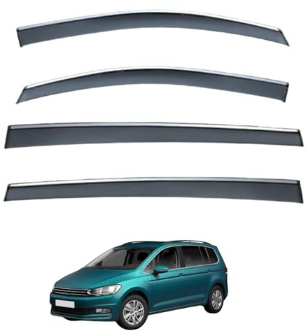 Windabweiser Seitenscheiben für VW Touran MK2-5T 2016-2023+, Auto Seitenfenster Visiere Regenschutz Windabweiser Mit leuchtenden Streifen