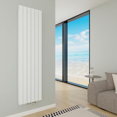 AICA Design Heizkörper Flachheizkörper Paneelheizkörper Wandheizung Vertikal 1800×450mm Mittelanschluss Weiß Doppellagig 1735W