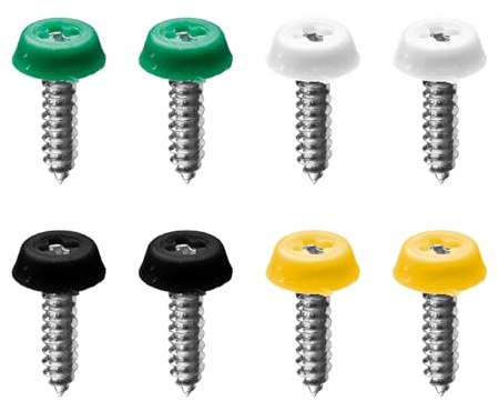 Wellrun 8 viti oversize per targa, bulloni superiori in plastica, kit di viti di fissaggio di sicurezza per auto, camper, barche (nero, bianco, giallo, verde)