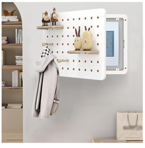GAOXIAO Cuadro para Tapar Cuadro Electrico y Colgar Llaves, Cubierta de Panel Eléctrico Montada en Pared Tapa de Caja Decorativav Estante de Madera Caja de Tablero Oculto White 45 x 35cm