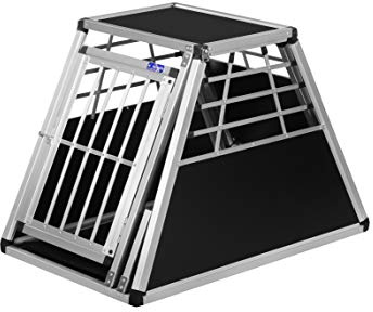 ALPUNA Transportbox N45 – Aluminium Hundebox 96×57×65 cm – Auto Hundebox mit Notausstieg, sicherer Hundetransport im Kofferraum