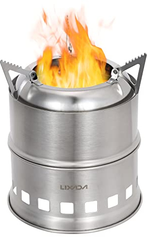 Lixada Camping Kocher Edelstahl leicht Holz Herd Alkohol Herd Brenner für tragbare Outdoor Camping Kochen Picknick BBQ (Typ8)