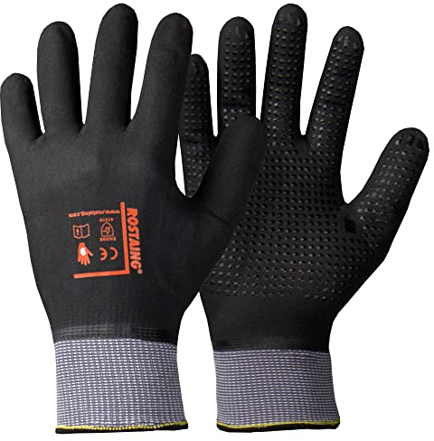 Gants ROSTAING MAXIPRO - Gants de manipulation - Gants de protection - Gants de travail - Idéal pour tous les travaux dans des environnements humides et/ou gras