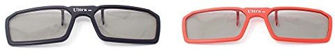 Ultra 2 Paare von Clip Auf Passiven 3D-Brillen 1 Rot 1 Schwarz für Männer Frauen Geeignet Verschreibungspflichtige Brillen Rundschreiben polorized Eyewear-Stil alle Passivfernsehkinos und Projektoren Wie RealdD