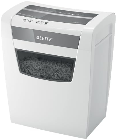 Leitz IQ Home Office Aktenvernichter, 12-10 Blatt Kapazität (70-80 g/m²), Partikelschnitt, Sicherheitsstufe P4, Die Nummer 1 am Markt, 23L Abfallbehälter, Schredder, weiß, 80090000