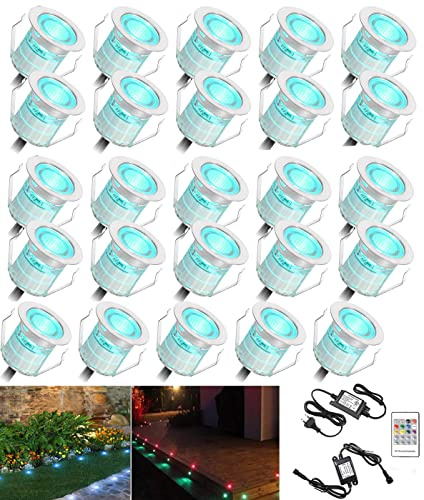 30 Stück RGB LED Einbaustrahler led Bodeneinbauleuchte IP67 wasserdicht 0.6W Ø30mm led Einbauleuchte Terrasse Küche Garten Led Lampe