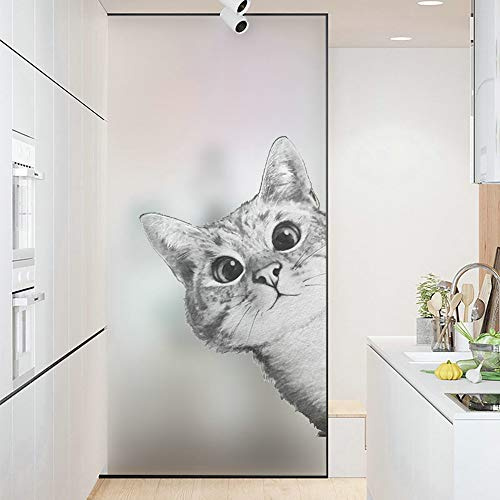 Pallima Fensterfolie Glasaufkleber Kinder Zimmer Katze Frosted,Durch Licht,Opaque Privacy Glass Sticker Fensteraufkleber Türfolie 70x200cm