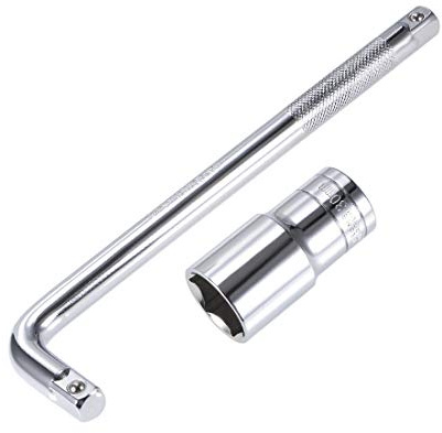 sourcing map Socket Accessory Set of 2 Pcs, 30mm 6-Point Deep Socket 10 L-Shape Extension Handle with 1/2 Drive