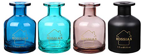 HOSSIAN Reed Diffuser-Reed Diffuser Empty Bottles with 28pcs Reed Diffuser Sticks- Refillable Diffuser Bottles -Diffuser Jars for Home Oil Fragrance (Somke Grey,green,dark Blue,matte Black)