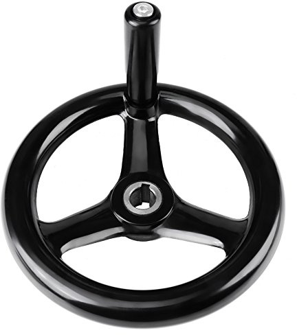 Garosa Volante de Torno, Manivela Giratoria Dura dera de Repuesto para Fresadoras Y Tornos, Plástico Negro, 200 Mm de Diámetro, 18 Mm de Diámetro, 3 Radios