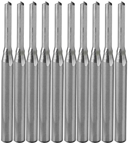 Set di punte CNC in metallo duro per fresa, dritte, 10 utensili con gambo a 2 scanalature, diametro di taglio di 2 mm, per incisione in MDF, PVC, acrilico, truciolato