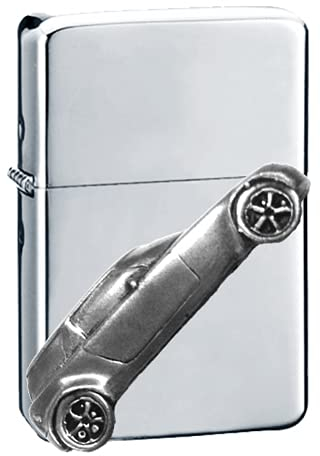 Classic Swedish Car Sab, 9X 2002 ref234 Zinn Effekt Design auf einem Flip Top Benzinfeuerzeug, winddicht, Silber nachfüllbar