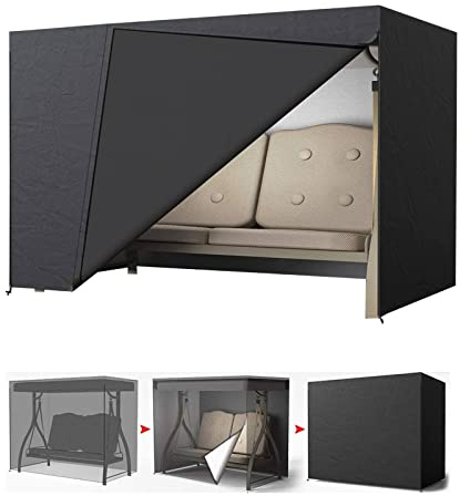 LCGOD 2-Sitzer Hollywoodschaukel Schutzhülle,Schaukelabdeckung，150*95*165cm | Gartenschaukel Abdeckung Wasserdicht Outdoor, Hängematte Abdeckung mit 2 Reißverschlüssen, Staubdicht Schneedicht Winddicht A