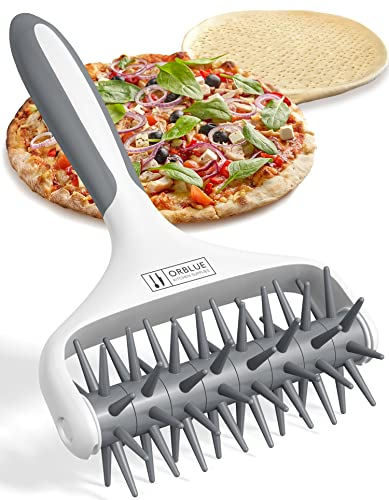 ORBLUE Pizza Dough Docker, Pastry Roller with Spikes Pizza Docking Tool for Home & Commercial Kitchen - Pizza Making Accessories That Prevent Dough from Blistering