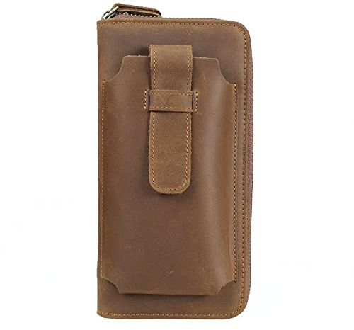 XIXIDIAN Herren Clutch Bag Handtasche Echtes Leder Geldbörse Reißverschluss Lange Brieftasche Geschäfts Große Hand Kupplung Telefonhalter (Color : A, Size : 10 * 2.5 * 20cm)