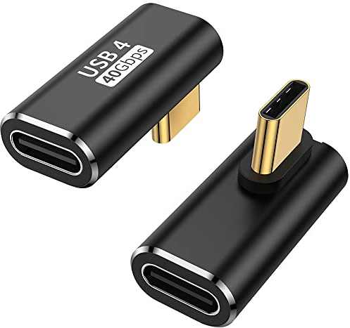 AuviPal 90-Grad-Adapter (2 Stück), 40 Gbit/s USB C Stecker auf USB C Buchse, USB Typ C Extender für MacBook Pro, iMac, iPad Pro, Tablet, Handys und andere Typ-C-Geräte