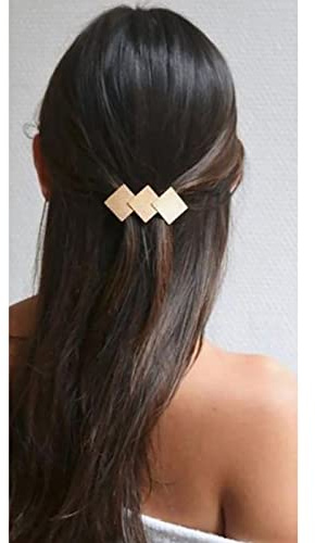 Prosy Vintage Piccolo Sovrapposizione Diamante Hairpin Metallo Geometria Pitted Barrette Capelli Fermaglio Accessori Capelli Clip per Capelli per Donne e Ragazze (Oro)