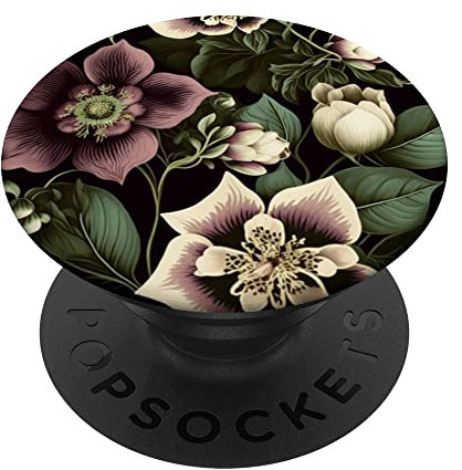 Vintage Hellebore Inspired Flower Plant Lover gardening PopSockets PopGrip Interchangeable