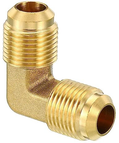 PATIKIL 3/8 x 3/8 Ottone Tubo Raccordo, Svasato 90 Gradi Gomito Tubo Raccordo Tubo Adattatore Connettore per Condizionatore Aria Refrigerazione Idraulica