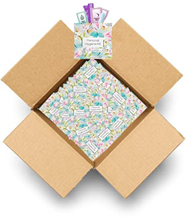 Menstrual Kit All-in-One | Convenience on The Go | Single Period Kit Pack for Travelling, Tweens & Teenagers | Individually Wrapped Feminine Hygiene Products (Butterflies) (60 Pack)