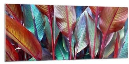 Quadro su Vetro 100x40cm Stampe da Parete in Vetro Foglie Botanica Boho Grandi Decorazione Murale Camera da Letto Cucina 1 pezzo Quadri Moderni Soggiorno Grafica Immagini Wall Art GAB100x40-5523