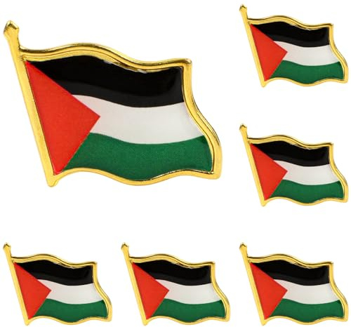 6Stück Palästina Pin, Palästinensische Nationalflaggen Broschen für Frauen Männer, Kostenlose Palästina Emaille Revers Abzeichen Armband für Patriotische Pazifist und Muslim Indoor Outdoor Dekoration