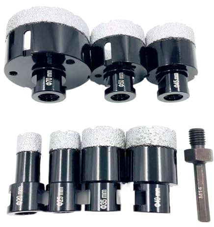 URTYP M14 Threaded Connection Vacuum Brazed Diamond Drilling Core Drill Bit Tile Drill Bit Marble Stone Masonry Hole Saw Hex Adapter,8PCS(A)