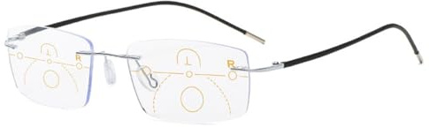KOOSUFA Randlose Gleitsicht Lesebrille Gleitsichtbrille Herren Damen | Titanlegierung, Ultraleicht, Anti-Blaulicht, Progressive Multifokus, Rahmenlose Arbeitsplatzbrille 1.0-4.0