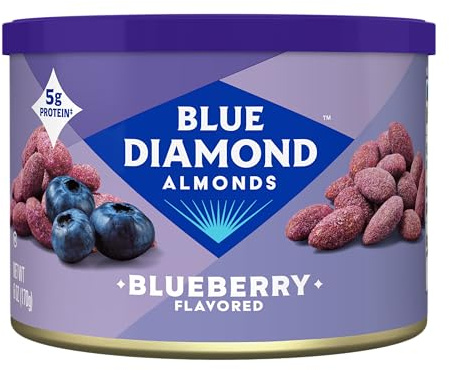 Blue Diamond Almonds, Noci dolci aromatizzate al mirtillo classico, dimensioni perfette per il pranzo, adulti e bambini, lattina da 170 g