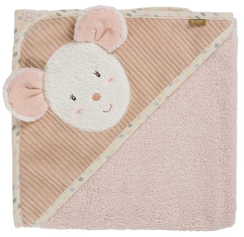 Fehn Asciugamano da bagno con cappuccio topo – poncho da bagno in spugna con cappuccio e topo – assorbente e morbido – per neonati e bambini a partire da 0 mesi, Mouse