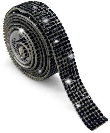 XQMMGO DIY Diamant Band, 91 CM Kristall Strass Selbstklebend für Hochzeit, Geburtstag, Kunstwerke Dekoration (Schwarz)
