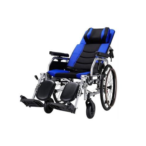 Reclining Wheelchair Folding Manual Wheelchair W/Lift Armrests & Adjustable Leg Rests High Back Full Lying Wheelchair Transport Chair for Adults & Seniors