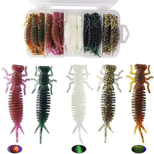 Eupheng 2.16/2.95/4 Dragonfly Larva Soft Plastic Fishing Lures, Finesse Soft Lure Lifelike Worm Jig Soft Bait for Bass, Trout, Sinking Deepwater