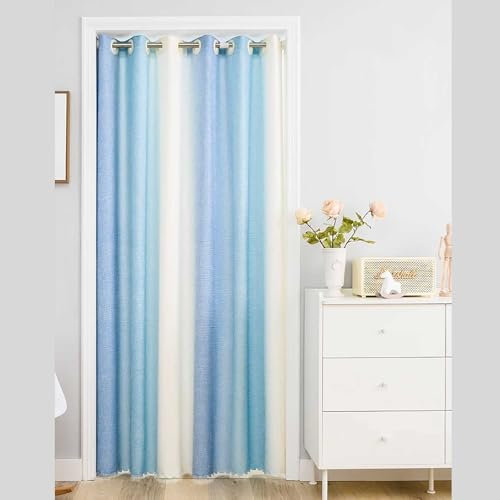 Vorhänge for das Bad Blauer Türvorhang Vorhang Tür ohne Bohren Gardinen mit Ösen Gardinen Blickdichte for alle gängigen Türgrößen for Haustür Balkontür Klimaanlage(150x180cm(59x71in))