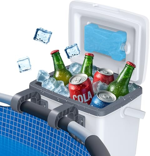 Tepsmigo 13L Insulated Poolside Cooler, Hard Cooler with Ice Crystal Box, Keeps Ice Up to 72 Hours, Portable Above Ground Pool Accessories, Pool Parties, Beach BBQ, Camping