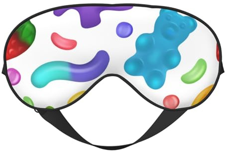 Mascherina per dormire, motivo caramelle gommose, per dormire, per donne e uomini, coperture oscuranti per gli occhi per viaggio/dormire