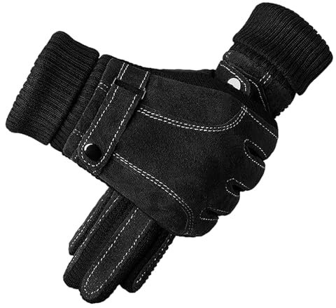 Handschuhe Damen Schwarz Warm Winter Men's Motorcycle Riding With Fleece Outdoor Screen Warm Gloves Spitze Handschuhe Schwarz (Black, One Size)