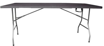 Jardin202 - Mesa Plegable Rectangular 180x70x74cm Catering | Mesa Resina con Patas de Acero Plegable para Eventos y terrazas | Unidad (Marrón)