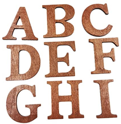 HAPINARY 26stücke Englische Buchstaben Holzchips Alphabet Holzscheiben Präziser Ausschnitt Frühpädagogisches Spielzeug Kreative Wanddekoration Kaffee