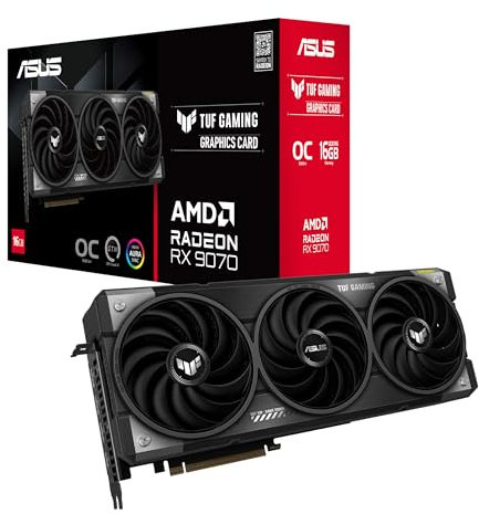 ASUS TUF Gaming Radeon RX 9070 OC Edition 16GB GDDR6 Grafikkarte (AMD Radeon Radeon RX9070, PCIe 5.0, 1x HDMI 2.1b, 3X DisplayPort 2.1a, 3.125-Slot-Design, TUF-RX9070-O16G-GAMING)