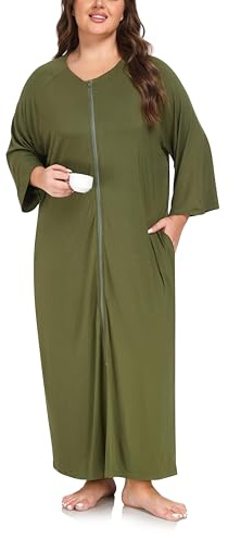 VOGMATE Morgenmantel Damen Gro?e Gr??en Dünner Frottee Lang Leichter Bademantel mit Rei?verschluss Kuschelig übergr??e Hausmantel Bathrobe for Women