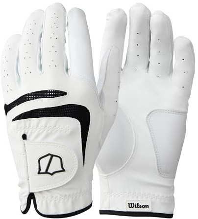 Wilson Grip Plus Herren-Golfhandschuh, Unvergleichlicher Grip, Atmungsaktives Mesh-Design, Reflektierende Details, Weiß