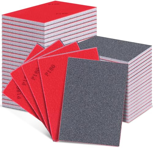 Niuny Set di 16 spugne abrasive per legno, cartongesso, 180 pezzi, grana 180, blocchi abrasivi per legno, cartongesso, metallo, riparazione carrozzeria auto