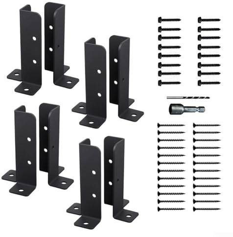 SMZhomeone Lot de 4 supports de poteaux de clôture réglables pour projets extérieurs et réparations pour supports de terrasse, installations de boîtes aux lettres, pieds de table