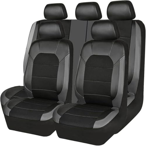 VAATYE Car Seat Covers Full Set for Jaguar XF 2007-2020/Jaguar XE 2015-2018,Waterproof Scratch Resistant Protect Front and Rear Pu Leather Seat Covers Protectors,A/Black-Grey